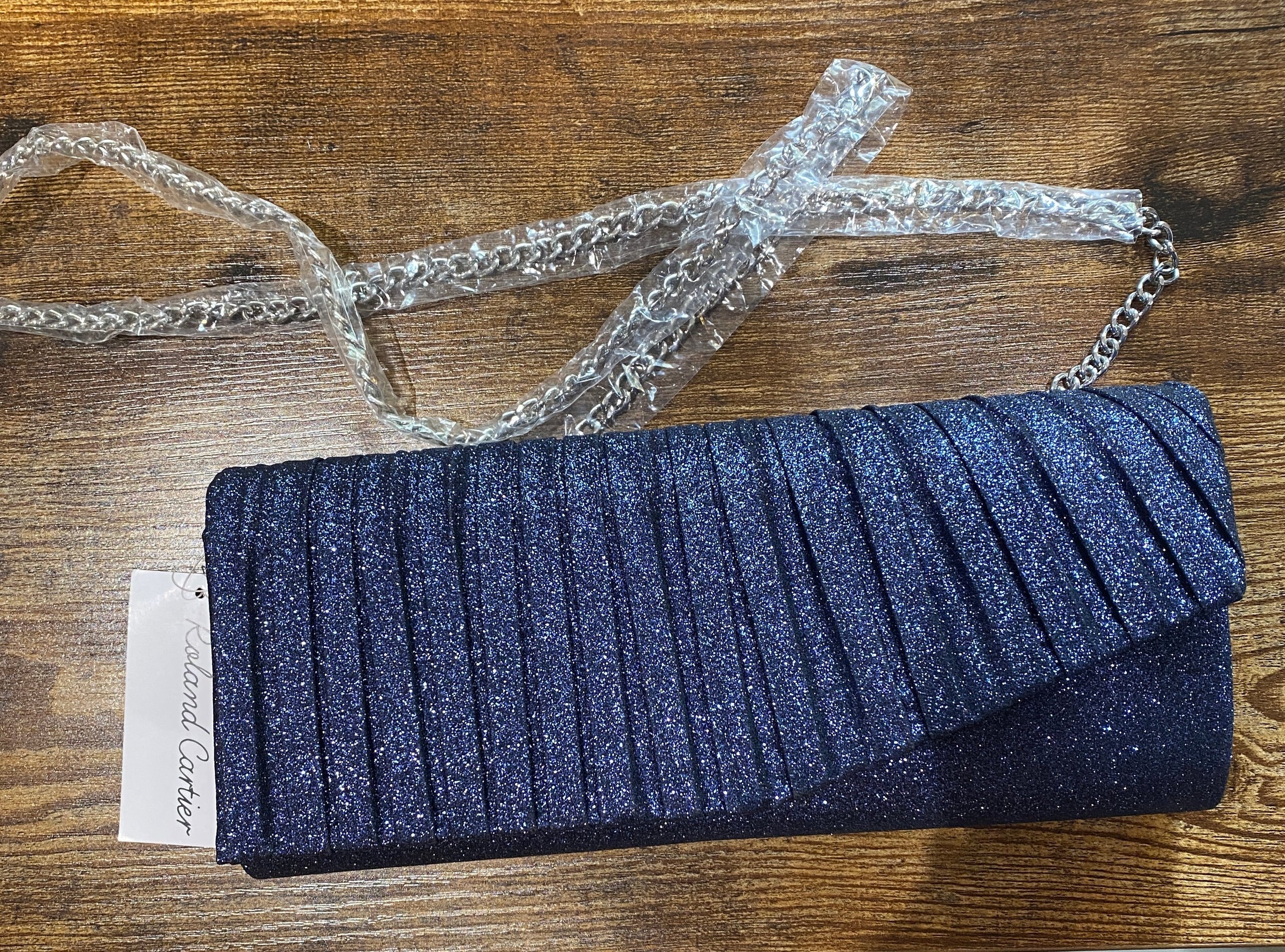 Blue sparkly clutch bag hotsell