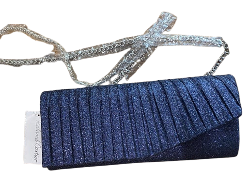 Roland Cartier Blue Sparkly Clutch Bag with Strap MTCR5 Constantine Rex Ltd Vintage Designer Fashion Accessories
