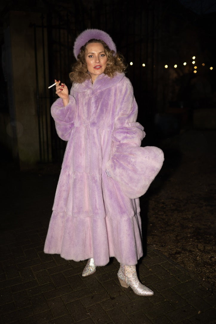 Full Length Pink Mink Swing Coat Constantine Rex Ltd Vintage Designer Fashion Accessories